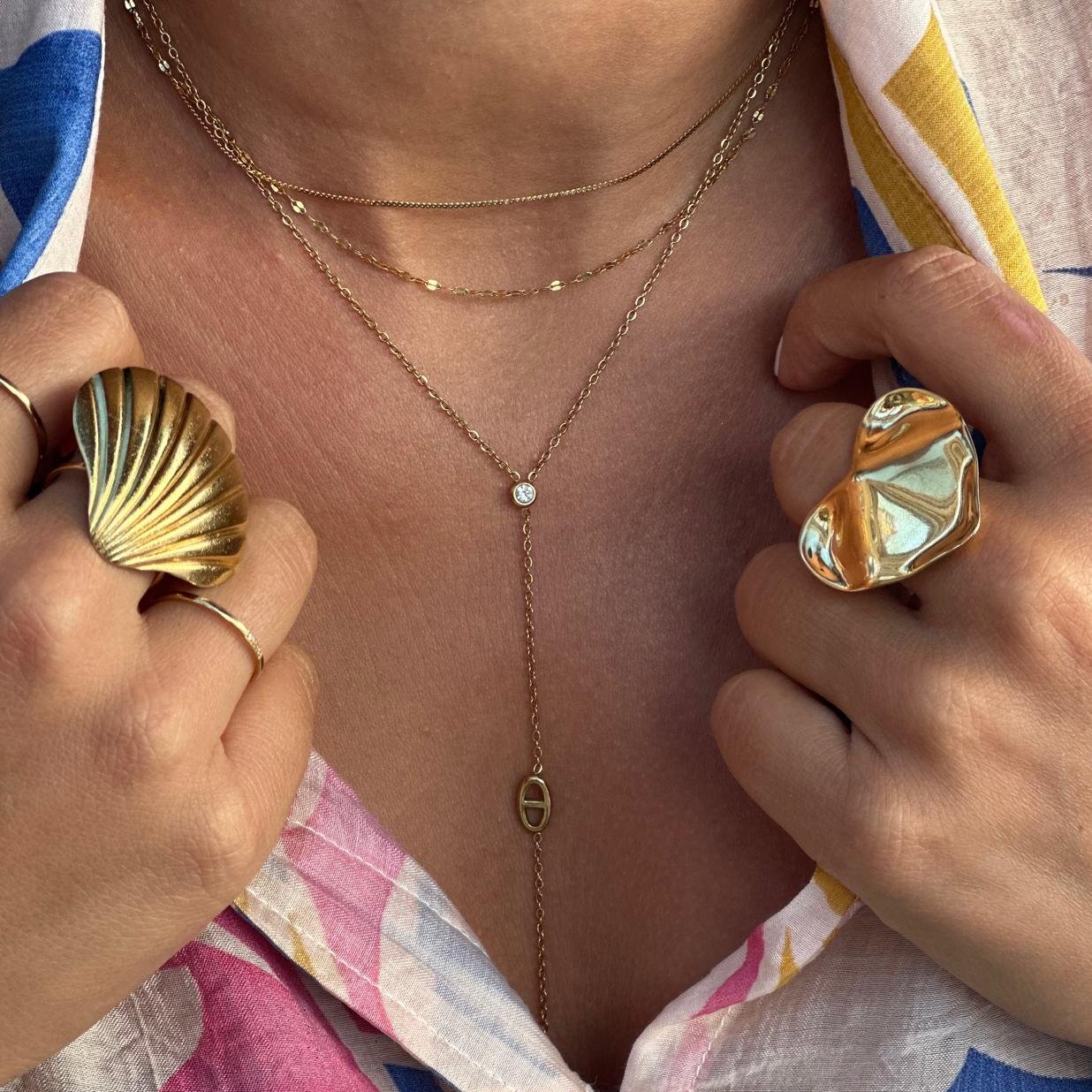 Collier Long Réglable Avec Pendentif Trèfle – Acier Inoxydable Doré – Bijoux Femme – Sans Marque