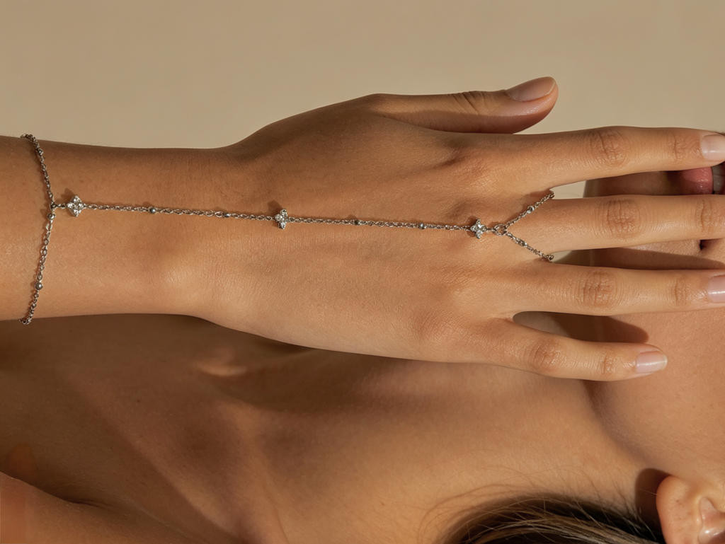 Emma - Bracelet de main argenté