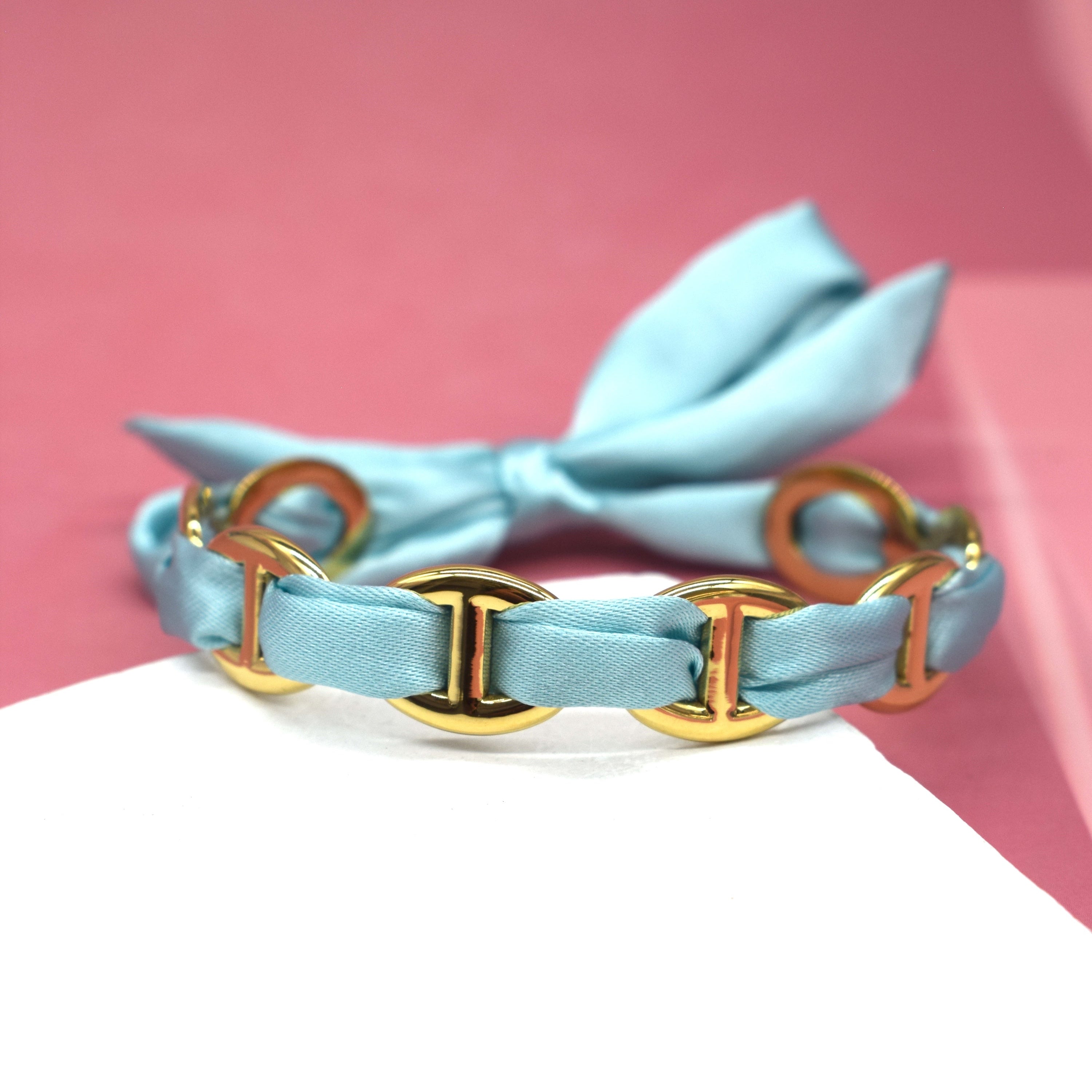 Luna | Demi jonc ruban turquoise en acier inoxydable