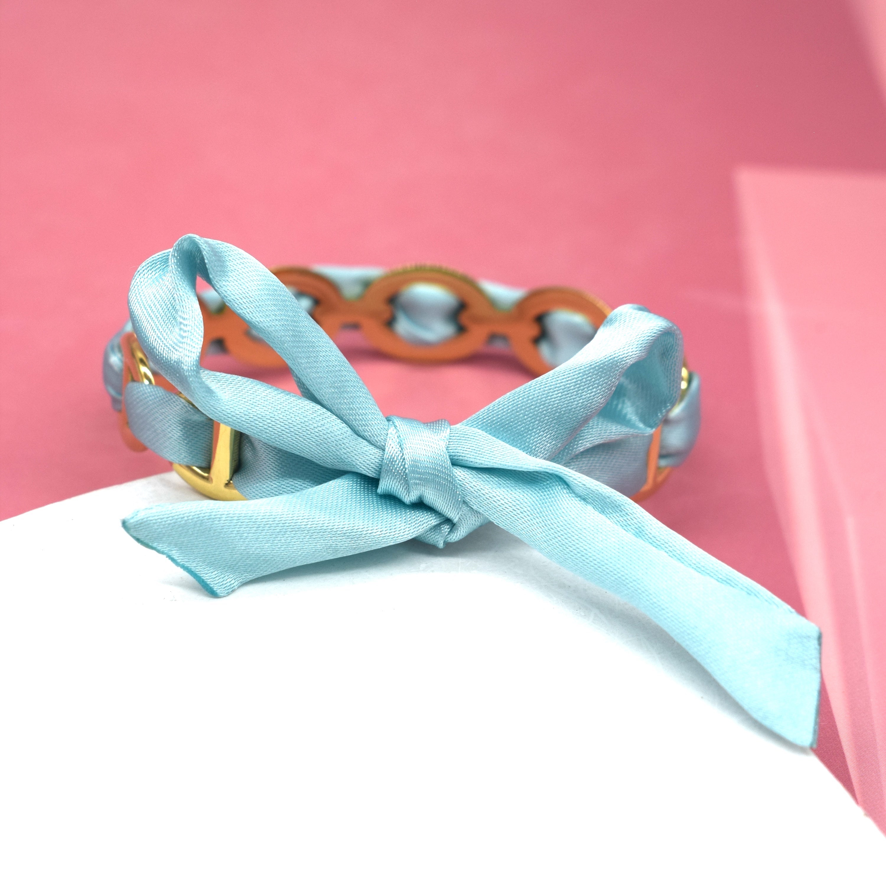 Luna | Demi jonc ruban turquoise en acier inoxydable