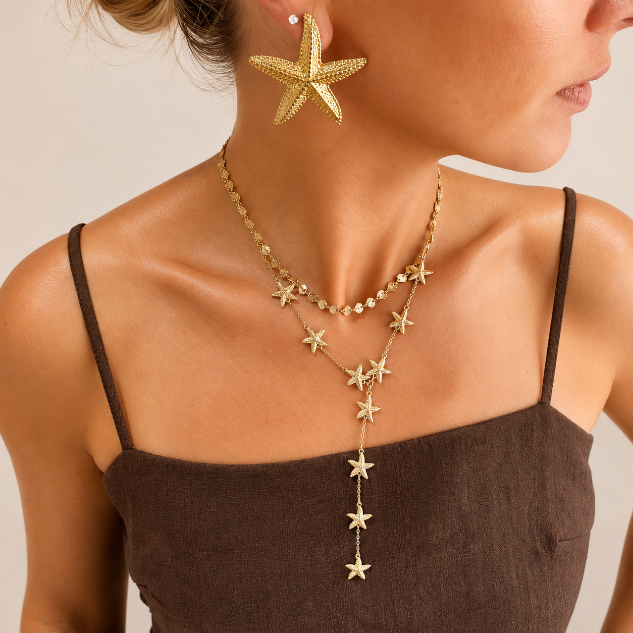 Collier Lesly étoiles de mer doré