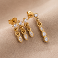 Duo de boucles d'oreilles asymétriques Cascade & Trilogie – Blanc