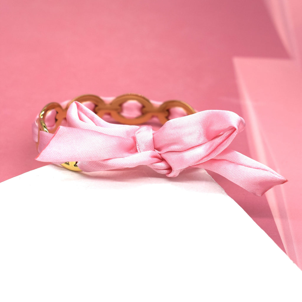 Luna  | Demi jonc ruban rose en acier inoxydable