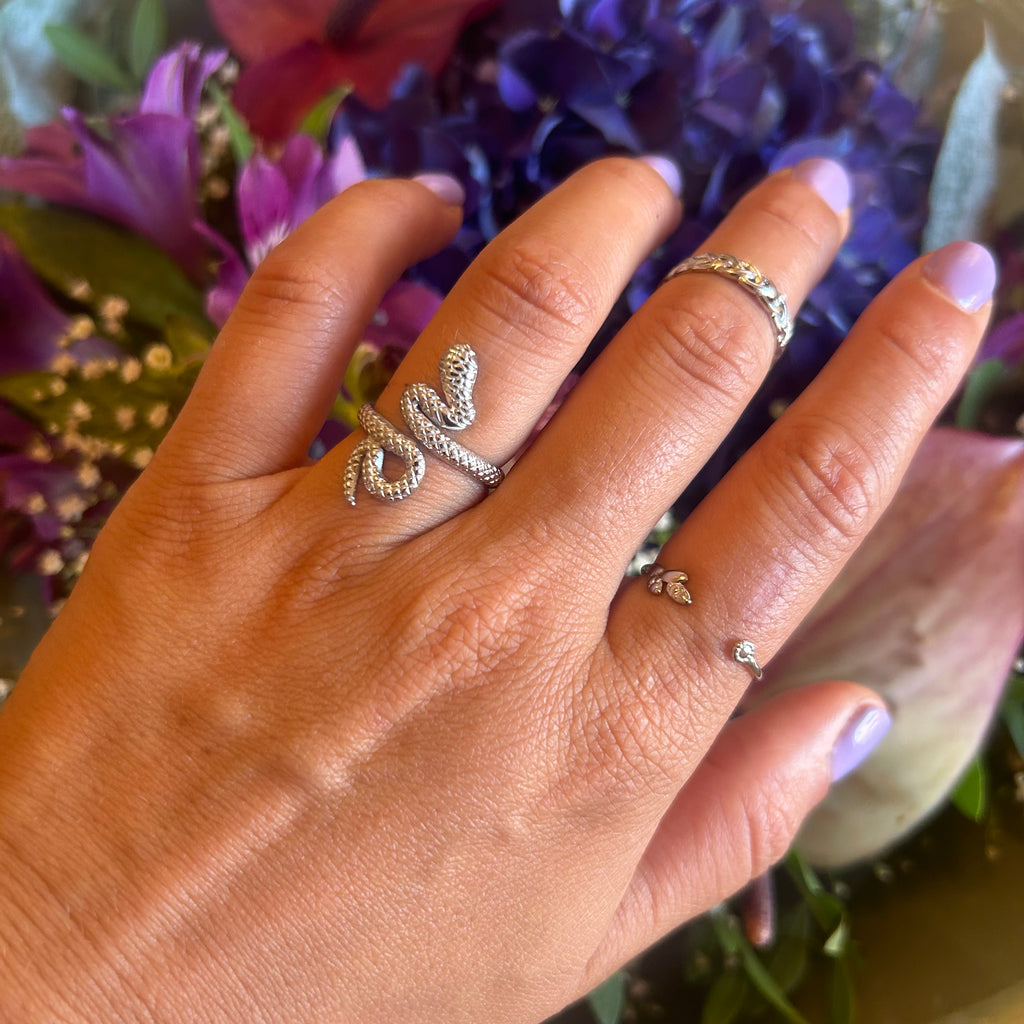 Bague Serpent argentée