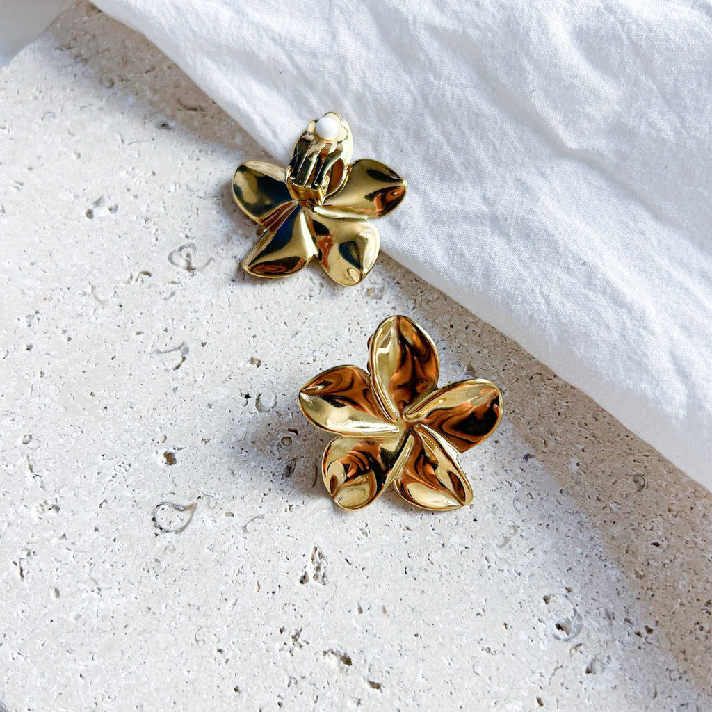 Boucles Clip fleurs dorées