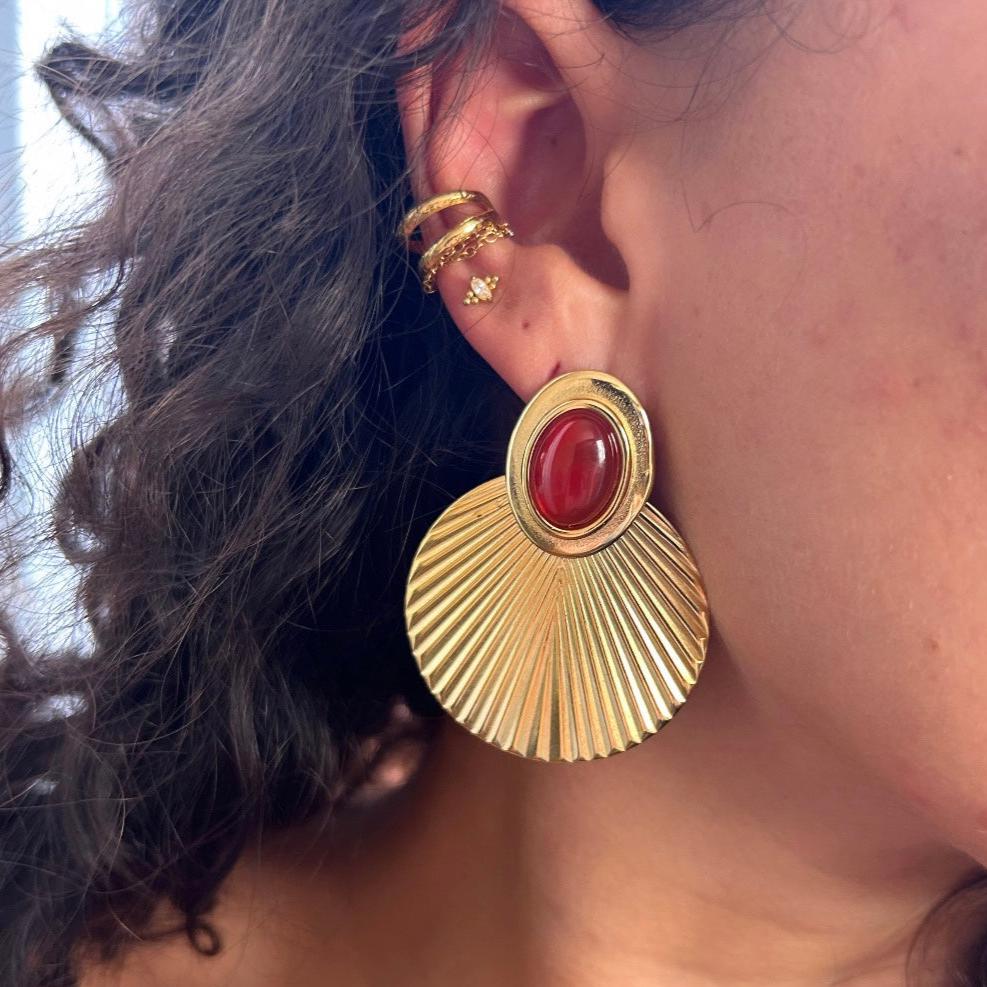 Boucles Taoh agathe rouge