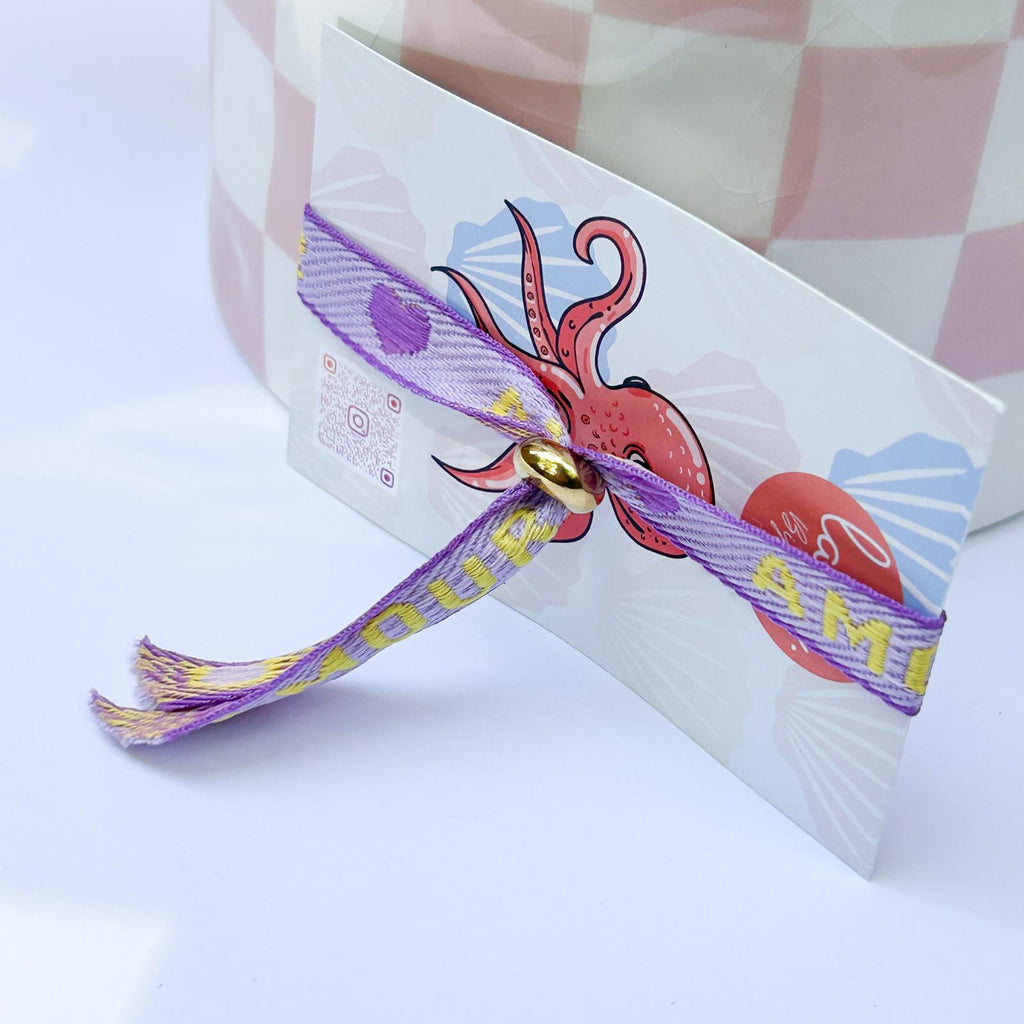 Bracelet ruban Amour violet