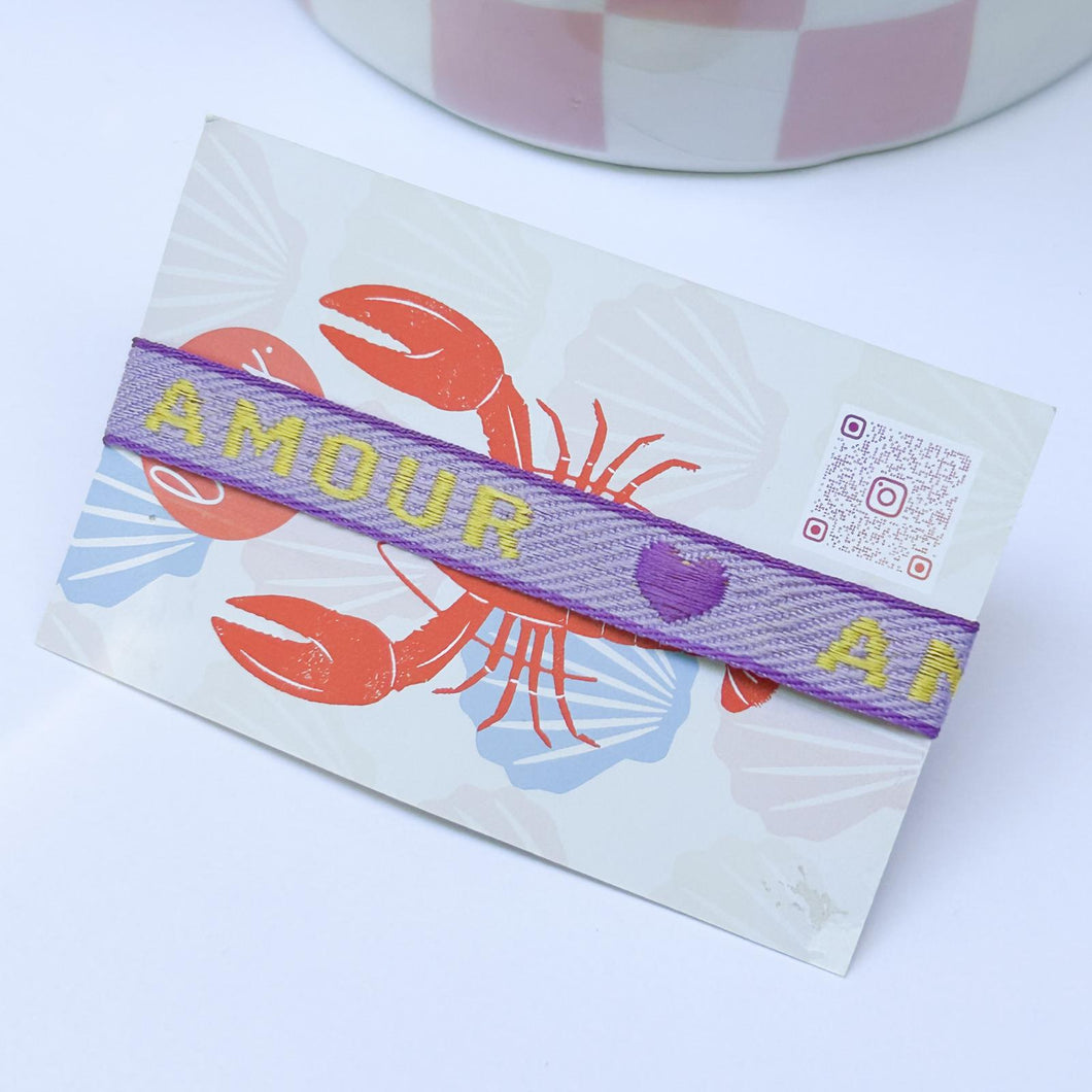 Bracelet ruban Amour violet