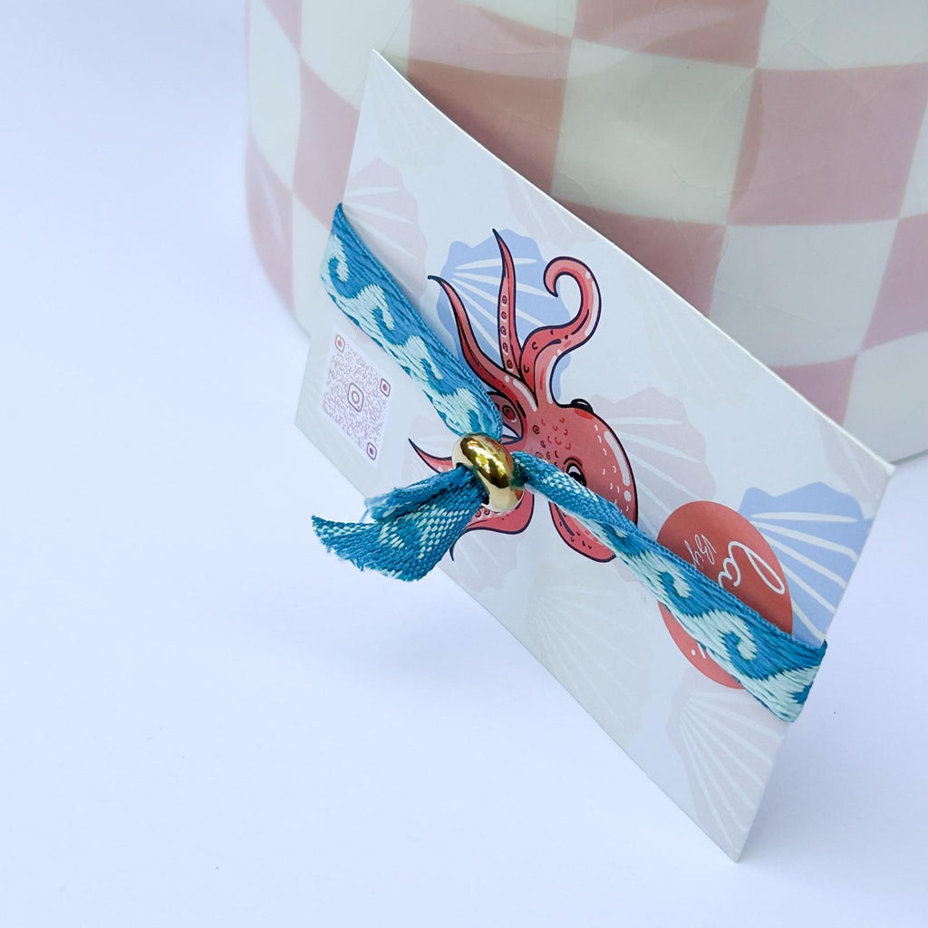 Bracelet ruban vagues bleu