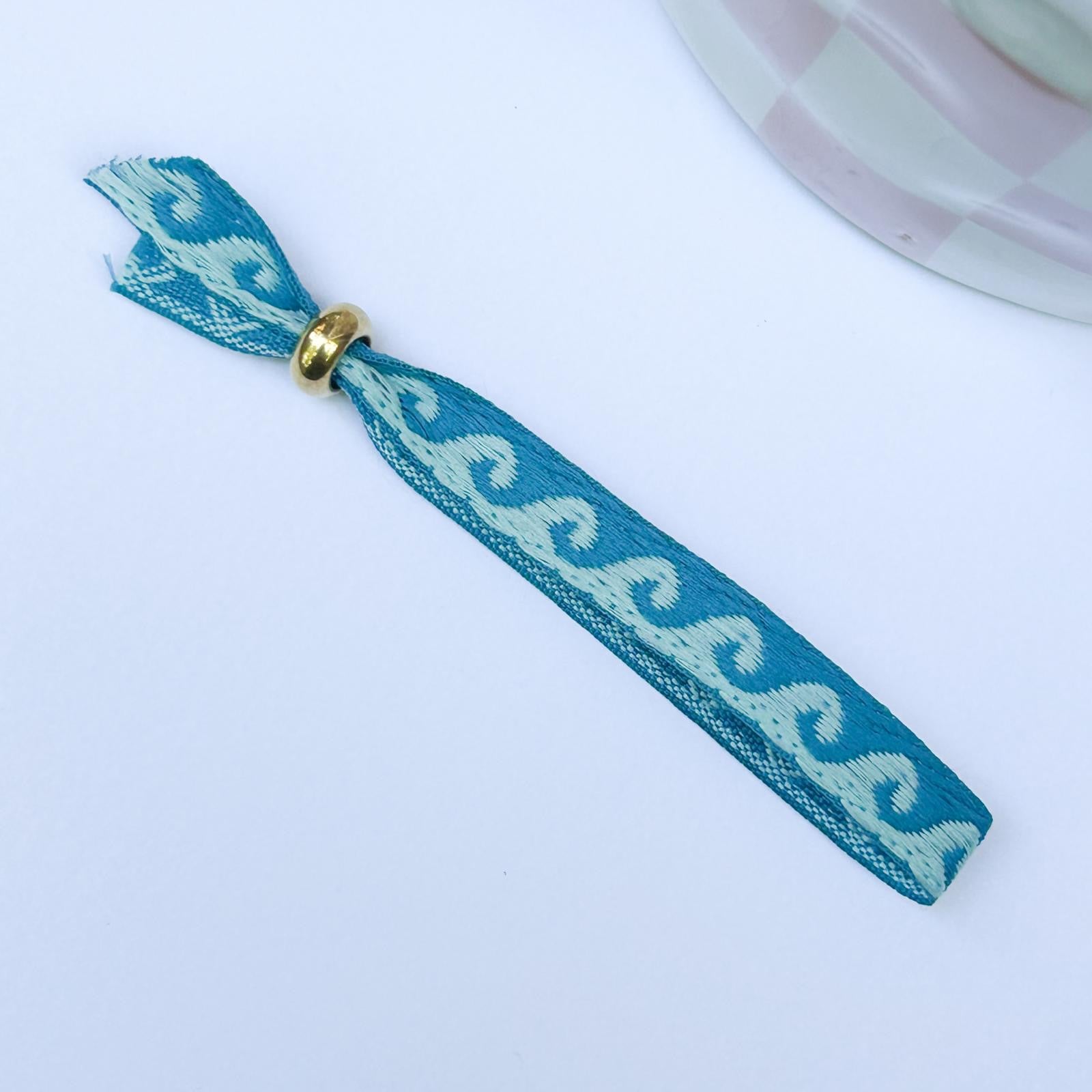 Bracelet ruban vagues bleu
