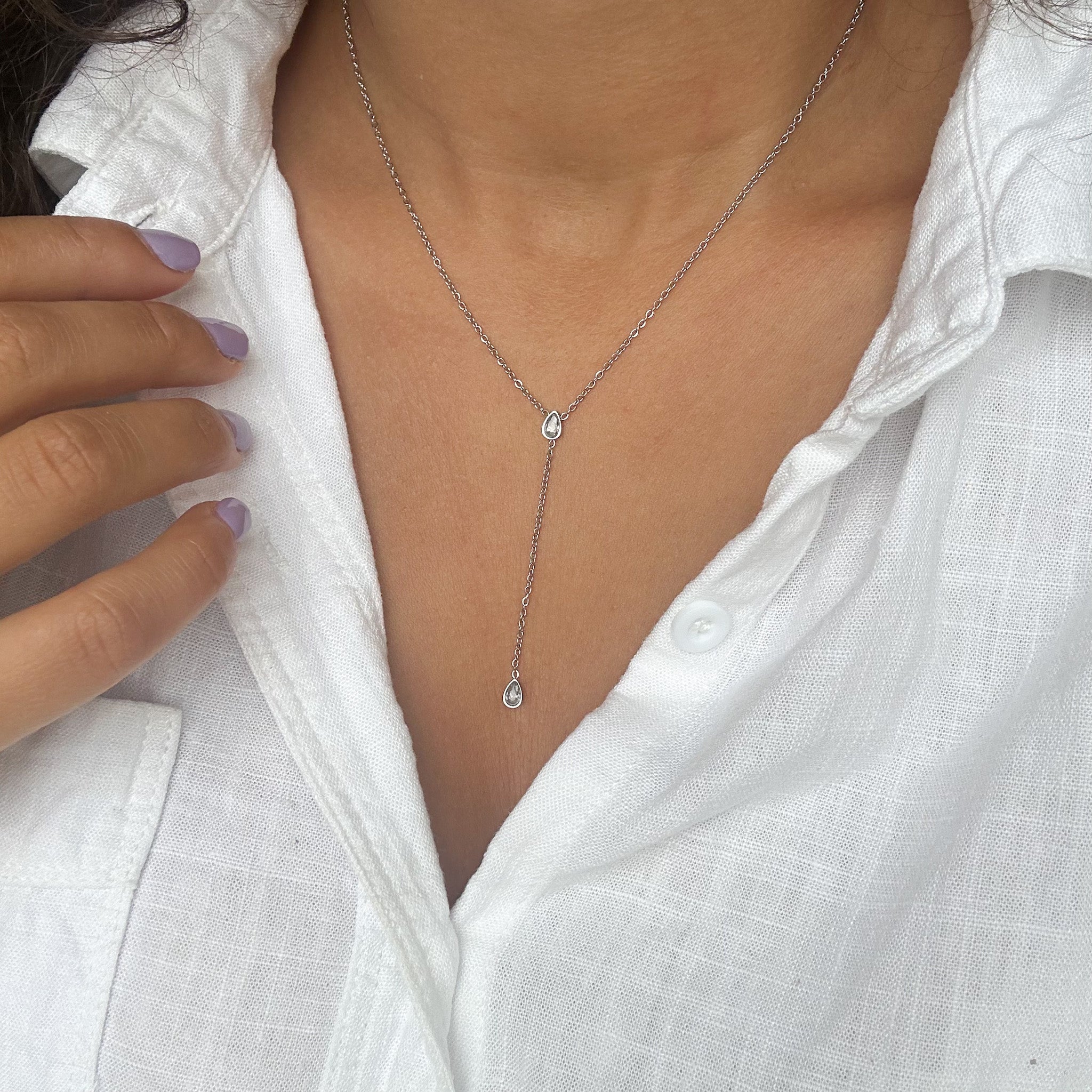 Collier cravate Lilou argenté