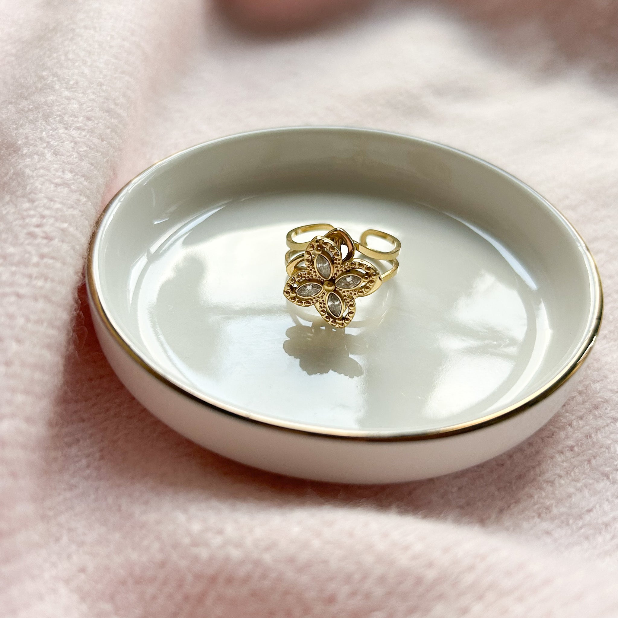 Lou | Bague Anti-stress fleur en acier inoxydable