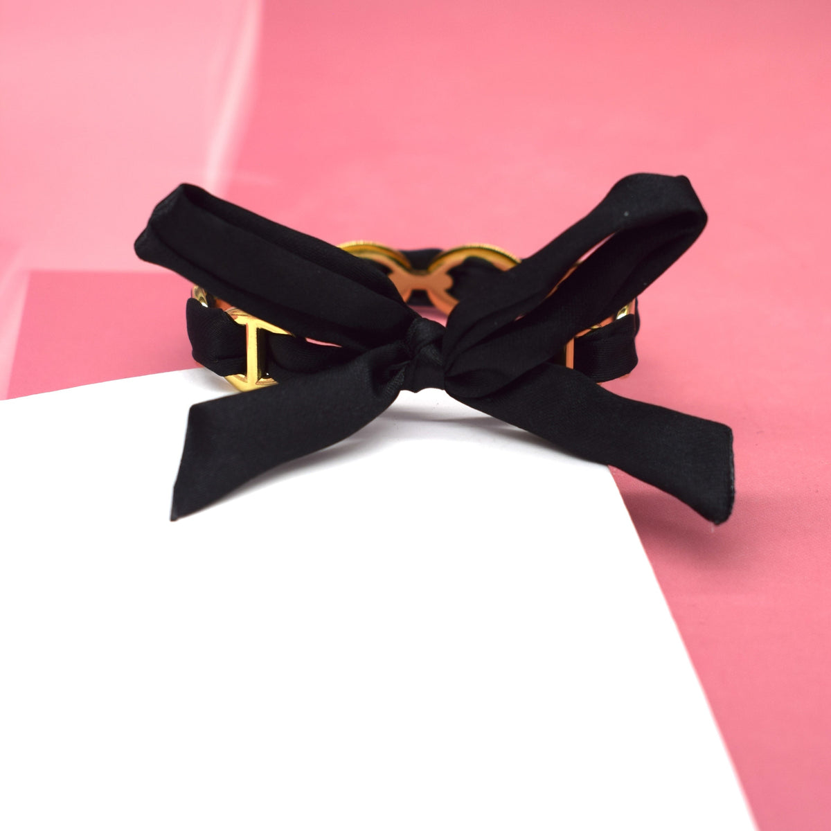Luna | Demi jonc ruban noir en acier inoxydable