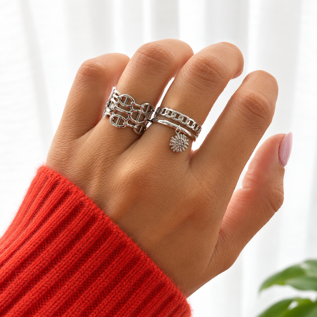 Bague en acier inoxydable argenté – Lany-bijoux