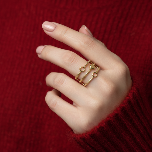 Bague Adria en acier inoxydable doré – Lany-bijoux