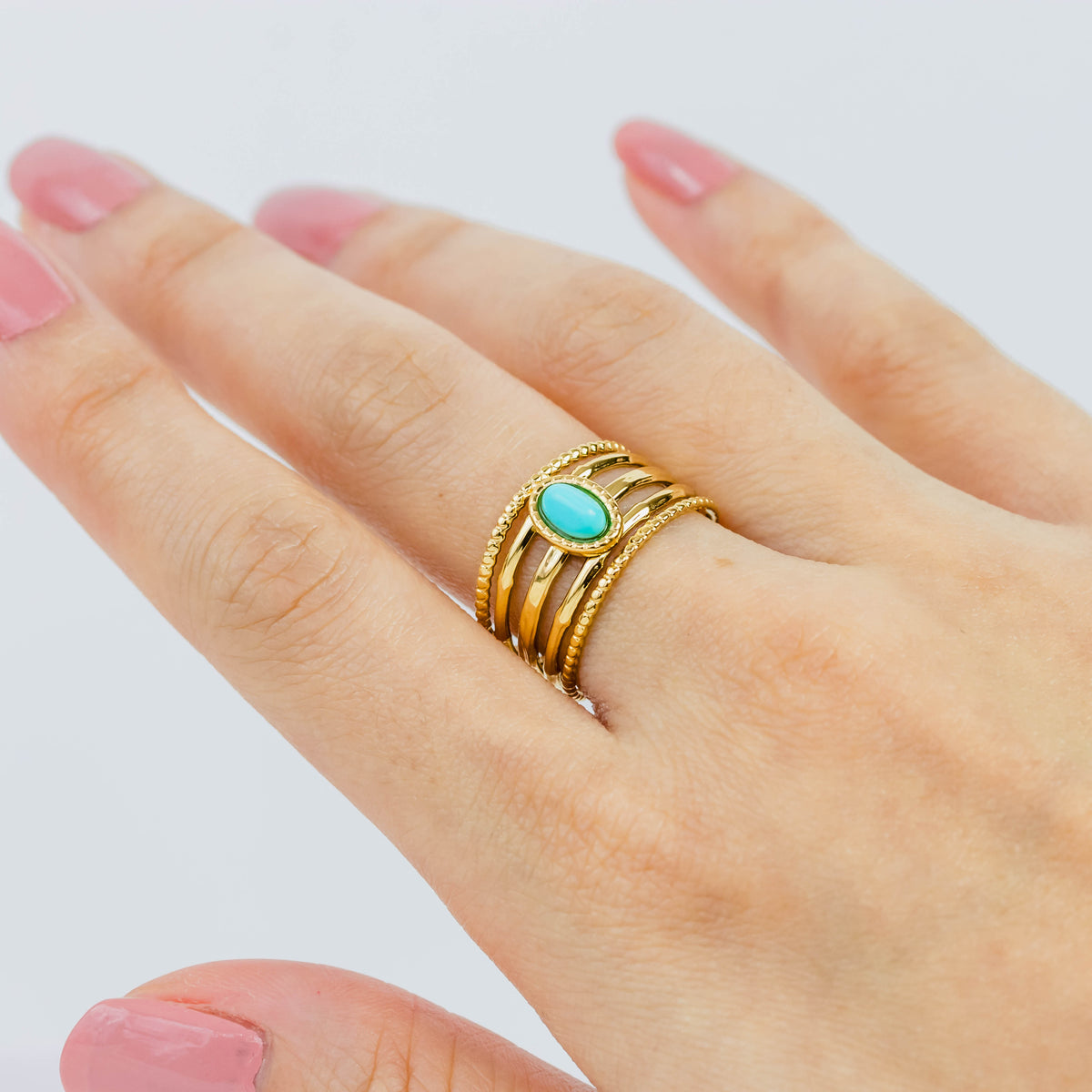 Bague Amandine turquoise en acier inoxydable – Lany-bijoux