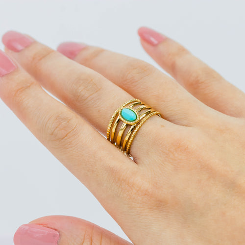Bague Amandine turquoise en acier inoxydable – Lany-bijoux