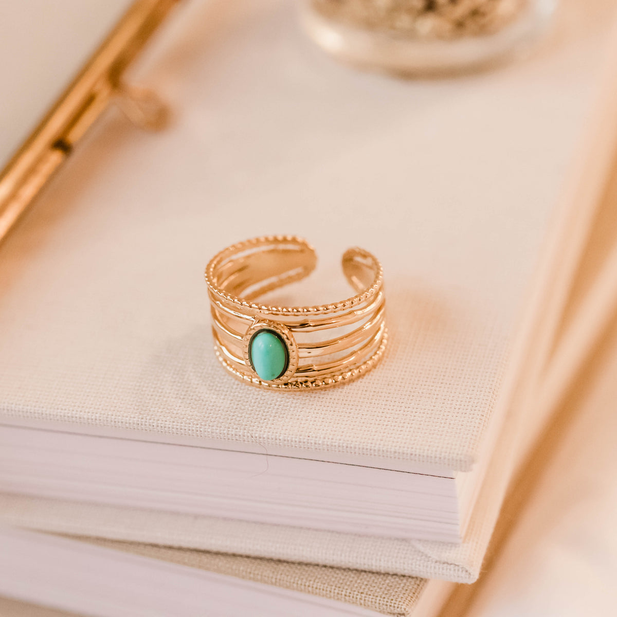 Bague Amandine turquoise en acier inoxydable – Lany-bijoux