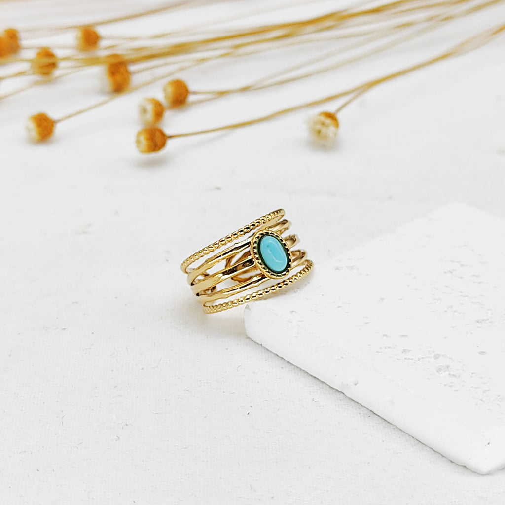 Bague Amandine turquoise en acier inoxydable – Lany-bijoux