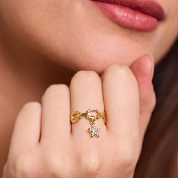 Bague Aura en acier inoxydable doré – Lany-bijoux