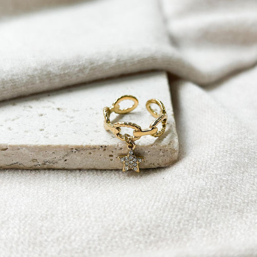 Bague Aura en acier inoxydable doré – Lany-bijoux