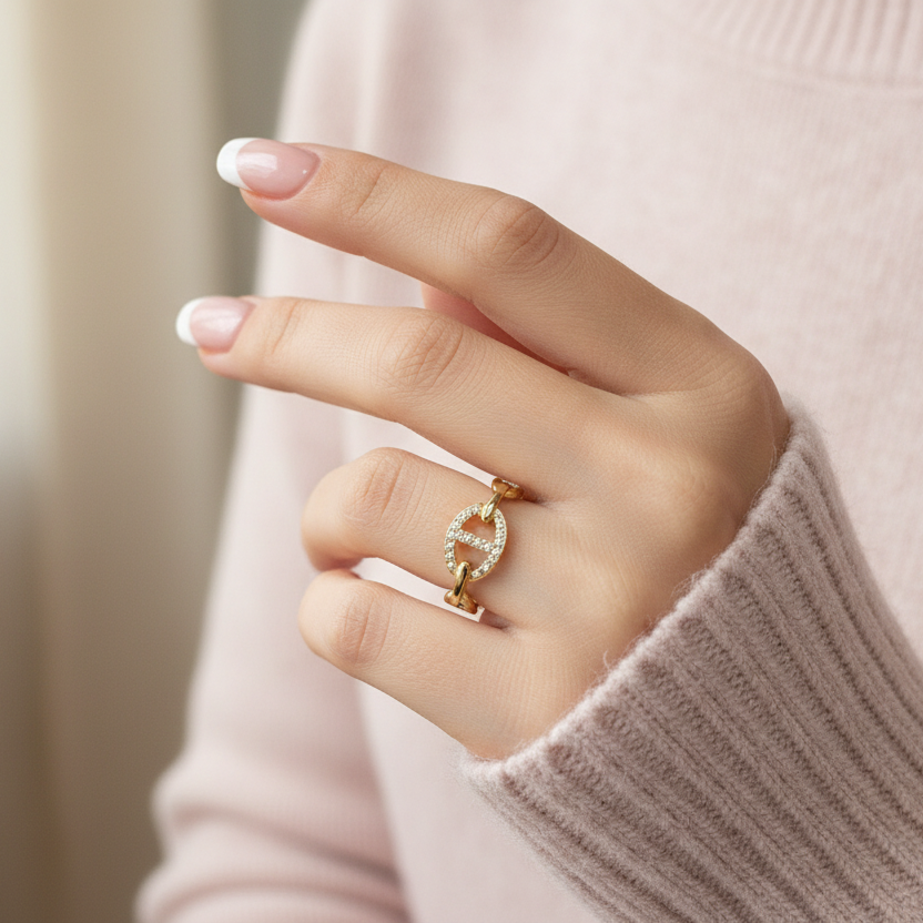 Bague Clara en acier inoxydable doré – Lany-bijoux