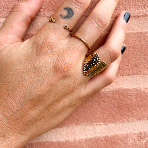 Bague cœur martelé en acier inoxydable – Lany-bijoux
