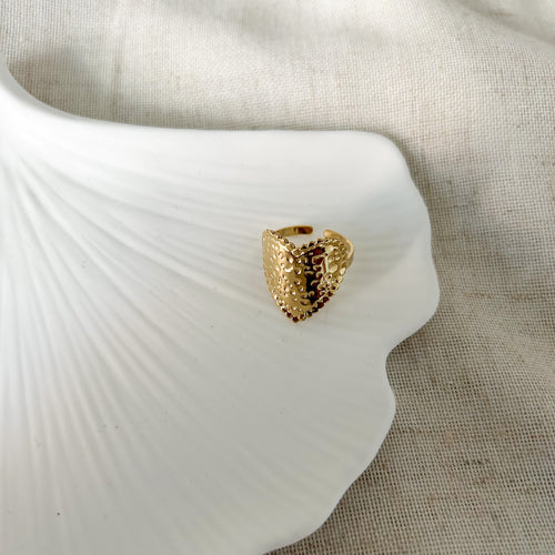 Bague cœur martelé en acier inoxydable – Lany-bijoux