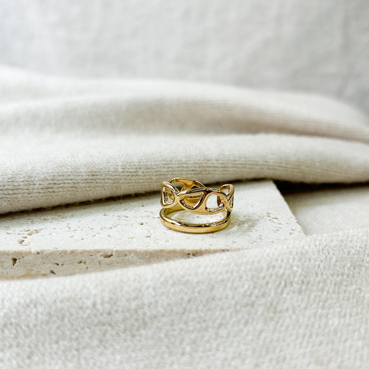 Bague Emma en acier inoxydable doré – Lany-bijoux