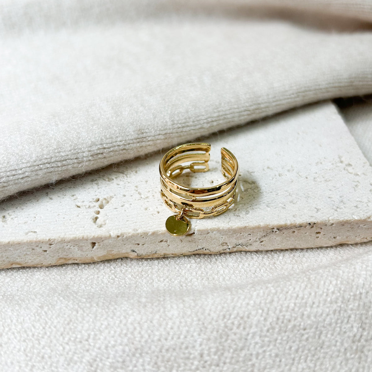 Bague Fazi en acier inoxydable doré – Lany-bijoux