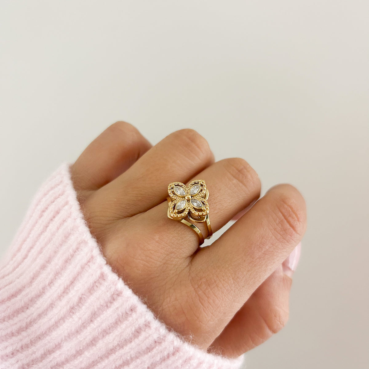 Bague anti-stress Lou fleur en acier inoxydable – Lany-bijoux