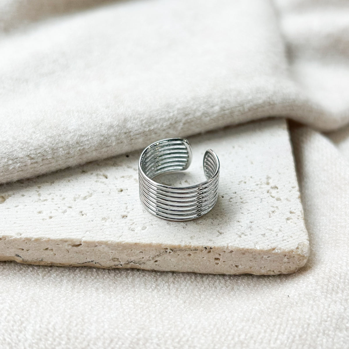 Bague Mima en acier inoxydable argenté – Lany-bijoux