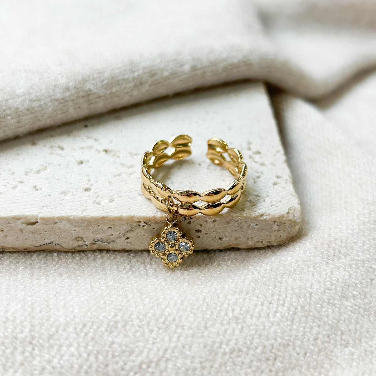 Bague Nils en acier inoxydable doré – Lany-bijoux