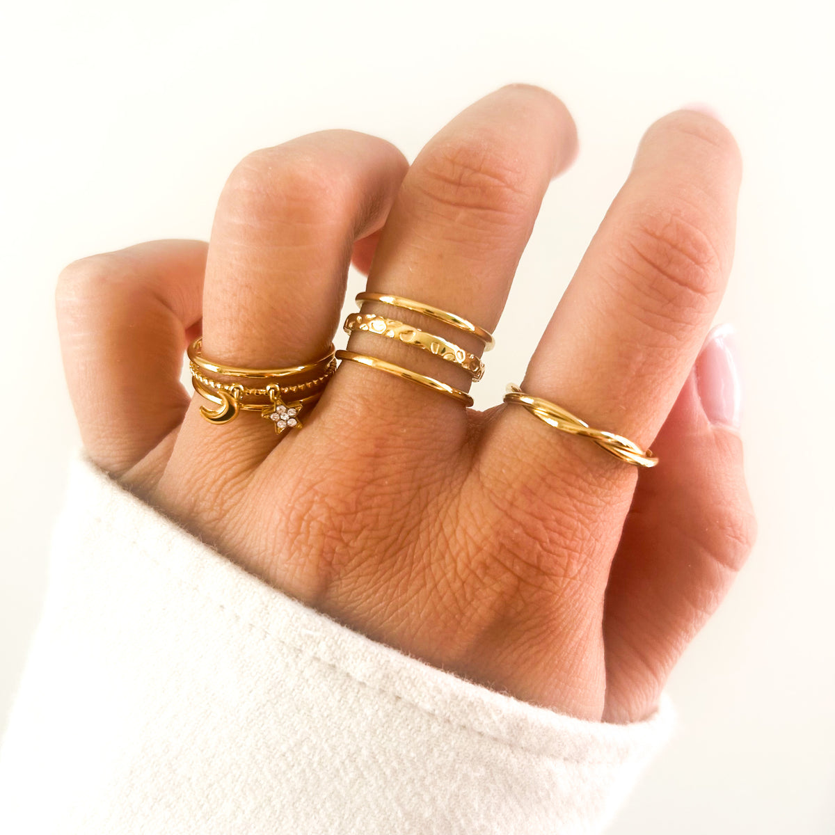 Bague Roxane en acier inoxydable doré – Lany-bijoux