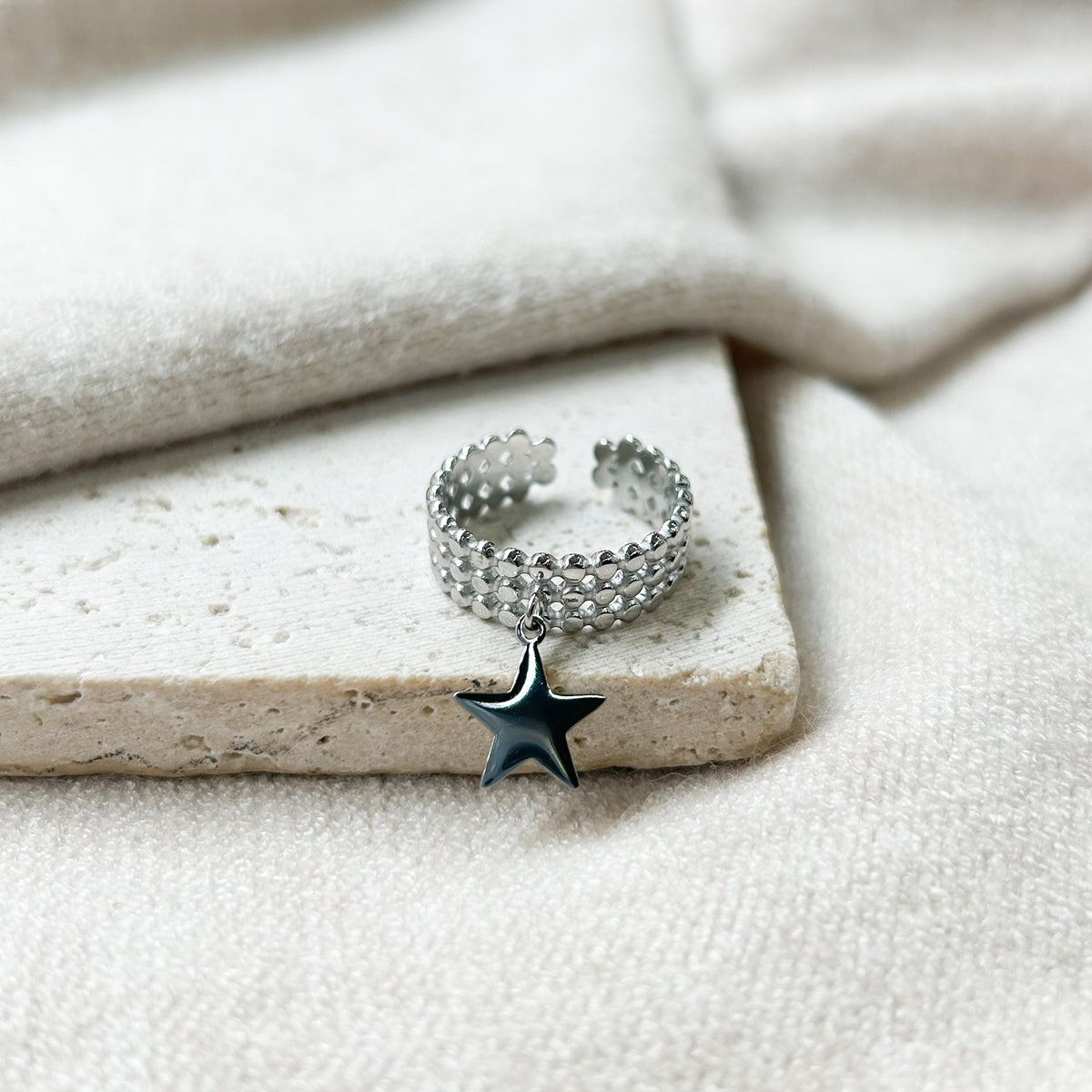 Bague Yula en acier inoxydable argenté – Lany-bijoux