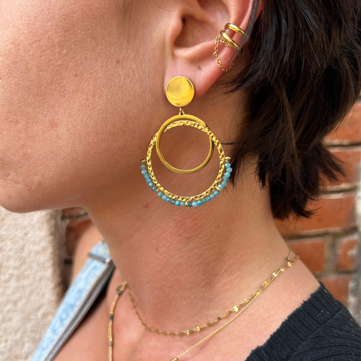 Boucles d'oreilles Aimée apatite bleue en acier inoxydable – Lany-bijoux
