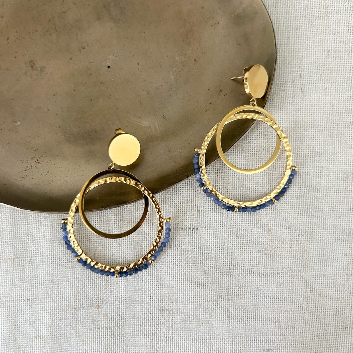 Boucles d'oreilles Aimée cordiérite en acier inoxydable – Lany-bijoux
