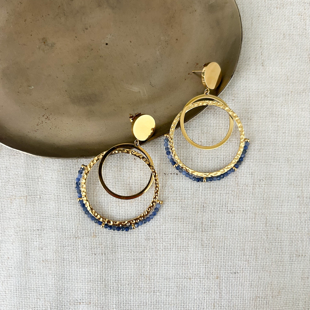 Boucles d'oreilles Aimée cordiérite en acier inoxydable – Lany-bijoux