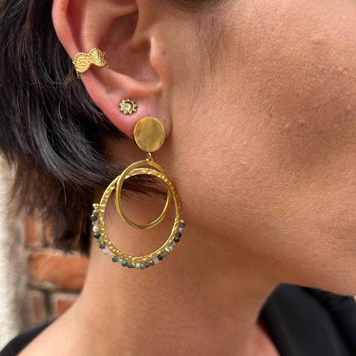 Boucles d'oreilles Aimée tourmaline en acier inoxydable – Lany-bijoux