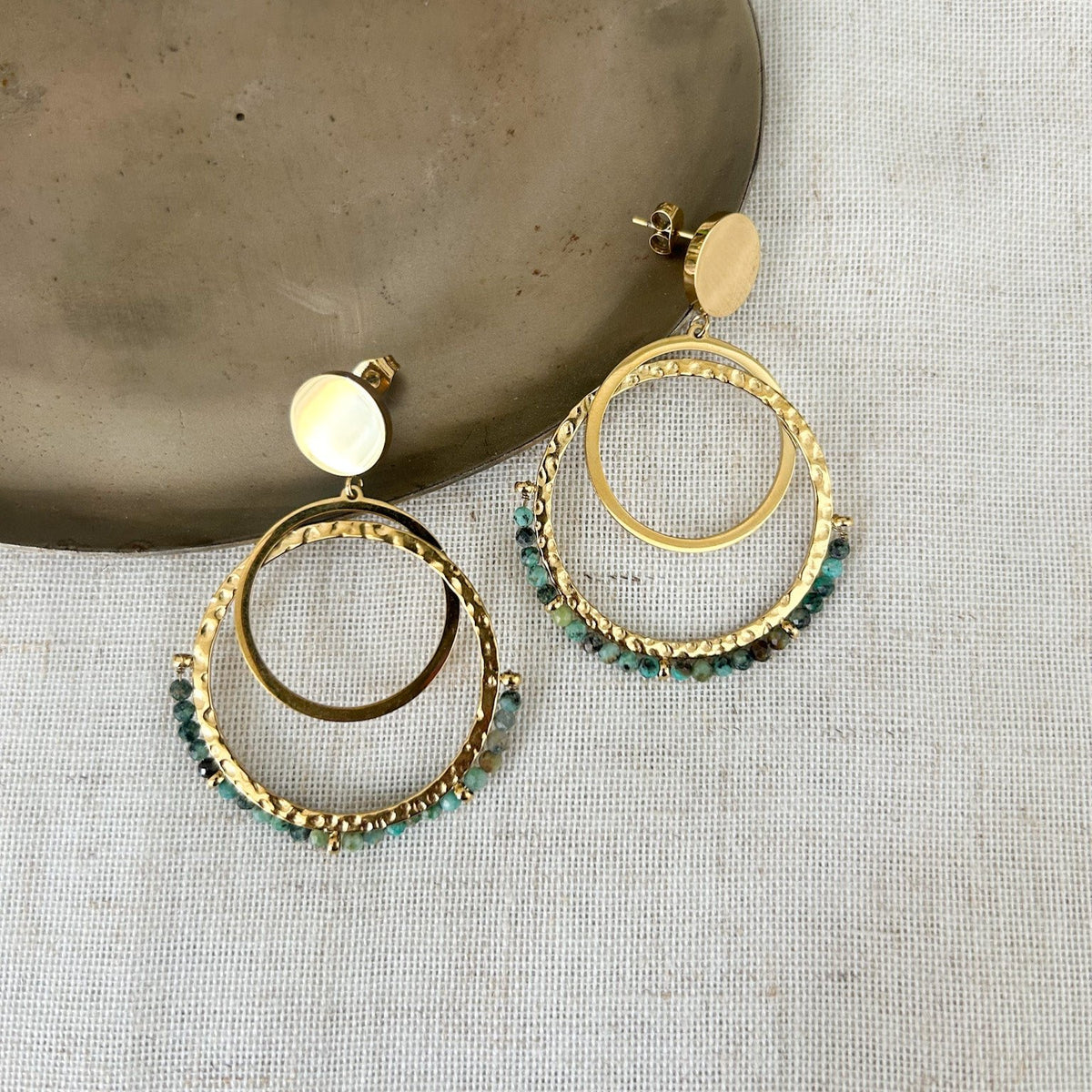Boucles d'oreilles Aimée tourmaline en acier inoxydable – Lany-bijoux