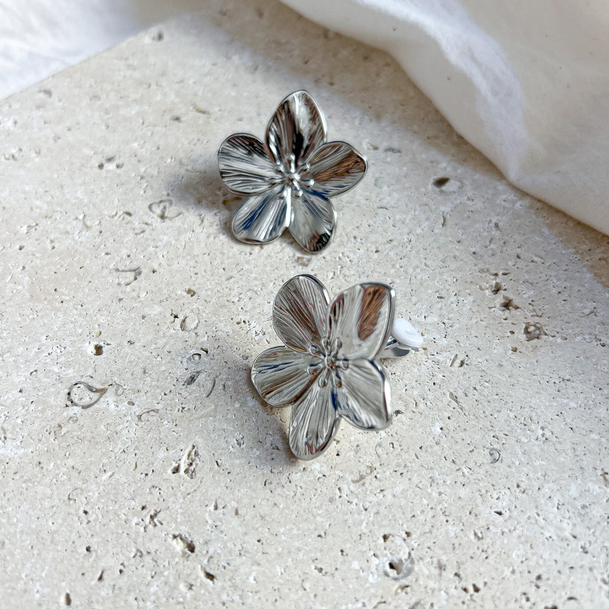 Boucles d'oreilles clip Isora en acier inoxydable argenté – Lany-bijoux