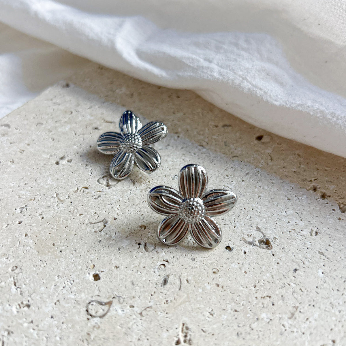 Boucles d'oreilles clip Myra en acier inoxydable argenté – Lany-bijoux