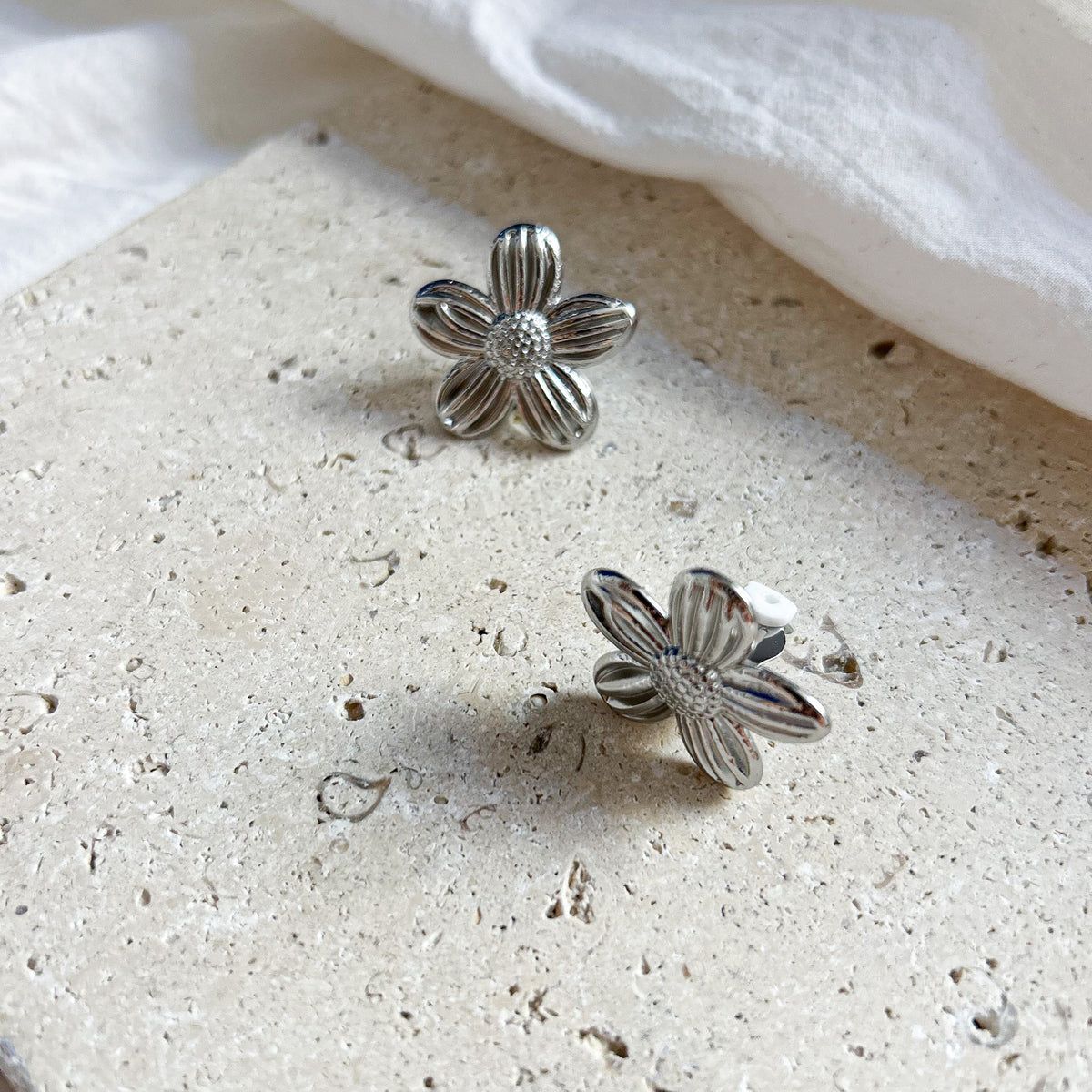 Boucles d'oreilles clip Myra en acier inoxydable argenté – Lany-bijoux