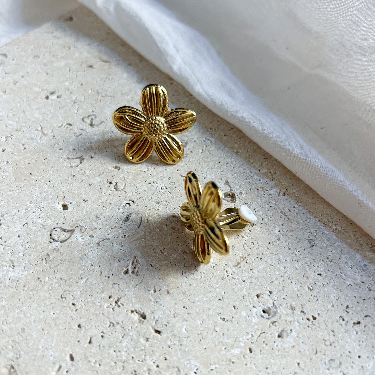 Boucles d'oreilles clip Myra en acier inoxydable doré – Lany-bijoux