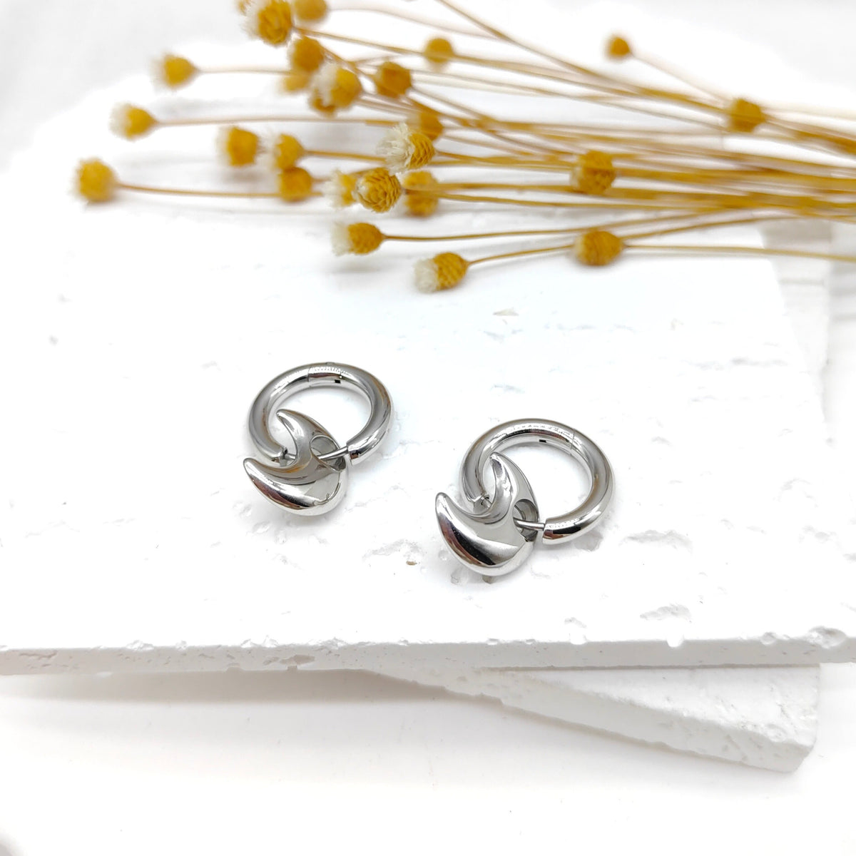 Boucles d'oreilles Novy en acier inoxydable argenté – Lany-bijoux