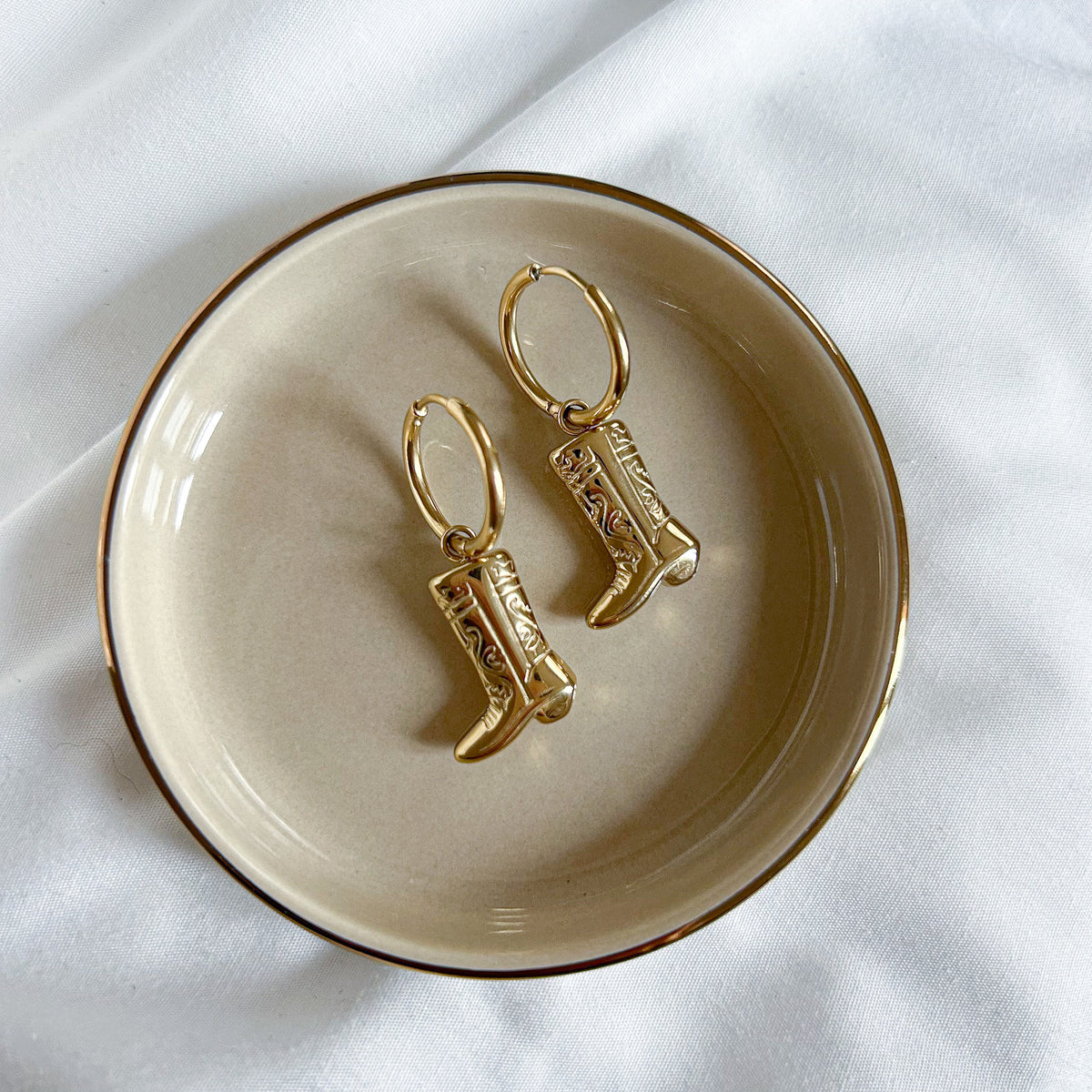 Boucles d'oreilles Santiag en acier inoxydable doré – Lany-bijoux