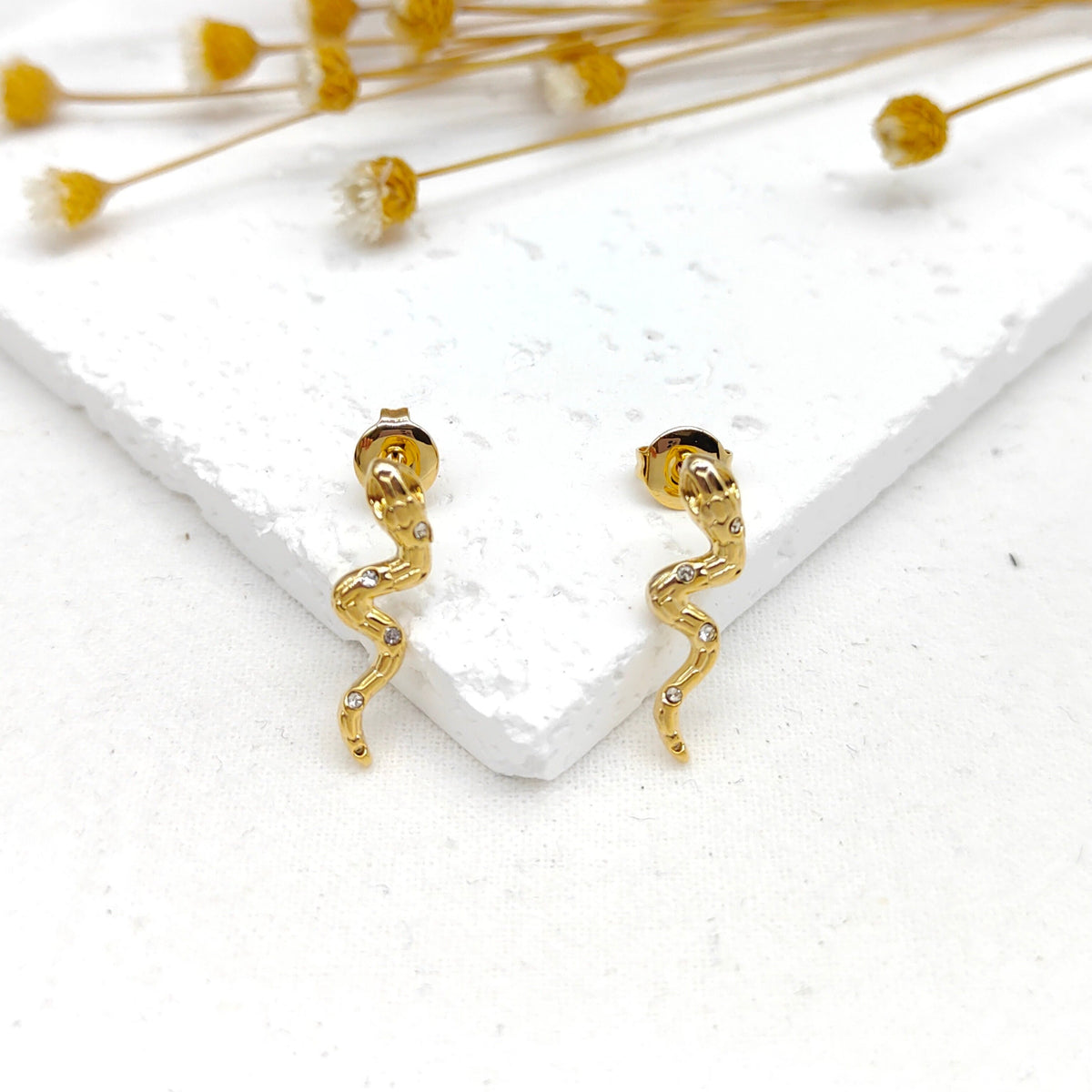 Boucles d'oreilles serpent en acier inoxydable – Lany-bijoux