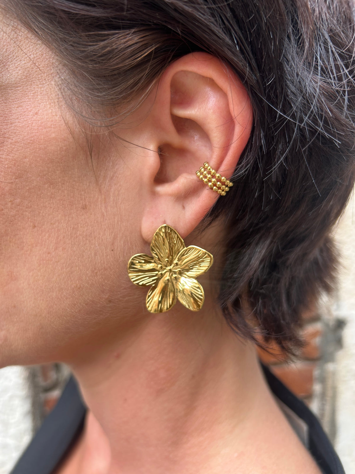Boucles d'oreilles Venus fleurs en acier inoxydable doré – Lany-bijoux