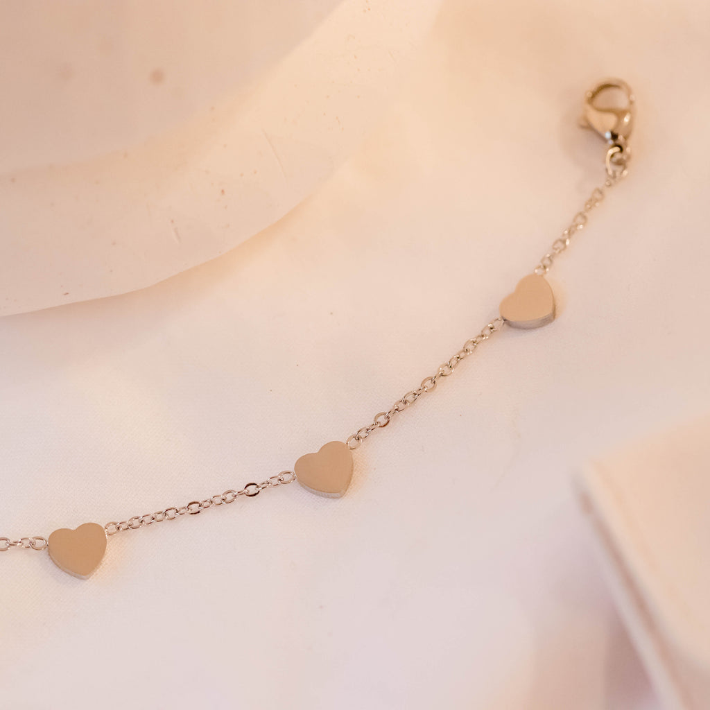 Bracelet Marra cœurs en acier inoxydable argenté – Lany-bijoux