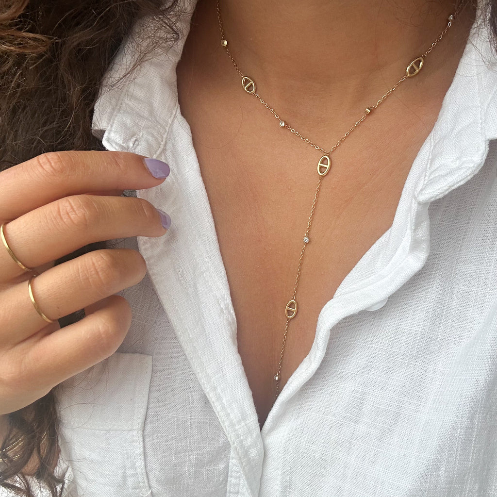 Collier cravate Fionie en acier inoxydable doré – Lany-bijoux